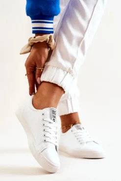 Damskie Big Star Shoes Skórzane Tenisówki Big Star JJ274311 Białe