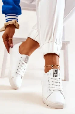 Damskie Big Star Shoes Skórzane Tenisówki Big Star JJ274311 Białe