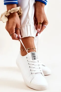 Damskie Big Star Shoes Skórzane Tenisówki Big Star JJ274311 Białe