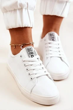 Damskie Big Star Shoes Skórzane Tenisówki Big Star JJ274311 Białe