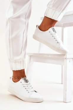 Damskie Big Star Shoes Skórzane Tenisówki Big Star JJ274311 Białe