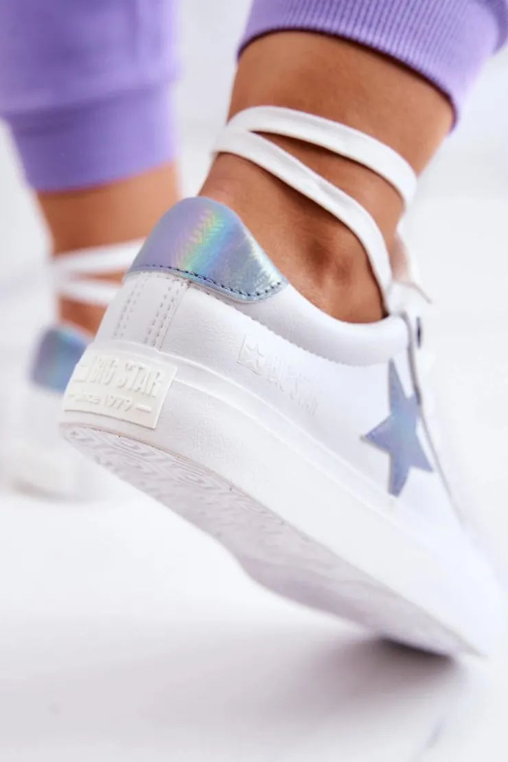 Outlet Big Star Shoes Skórzane Tenisówki Gwiazda Big Star JJ274240 Białe