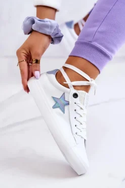 Outlet Big Star Shoes Skórzane Tenisówki Gwiazda Big Star JJ274240 Białe