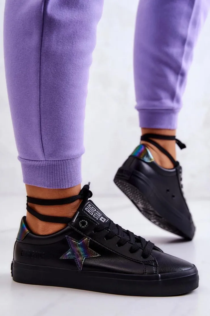 Sale Big Star Shoes Skórzane Tenisówki Gwiazda Big Star JJ274243 Czarne Czarny