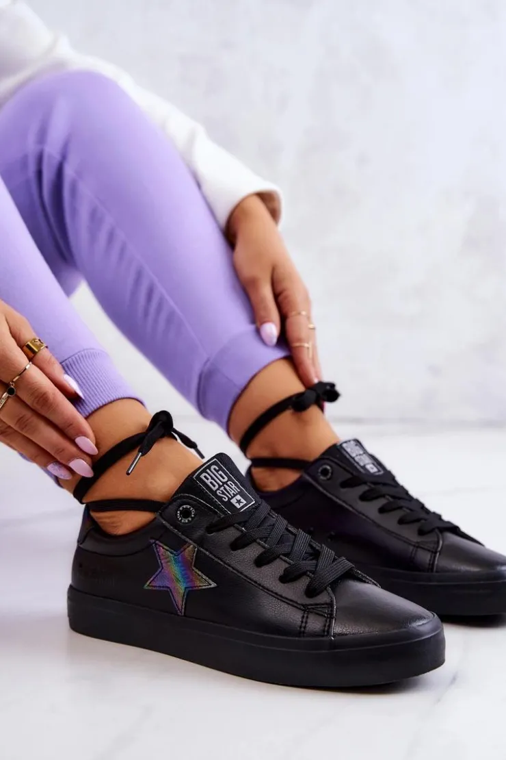Sale Big Star Shoes Skórzane Tenisówki Gwiazda Big Star JJ274243 Czarne Czarny