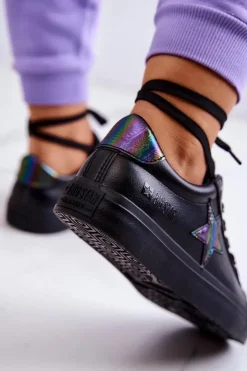 Sale Big Star Shoes Skórzane Tenisówki Gwiazda Big Star JJ274243 Czarne Czarny