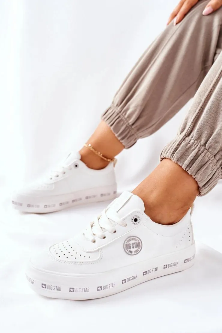 Discount Big Star Shoes Skórzane Tenisówki Na Platformie BIG STAR II274075 Białe