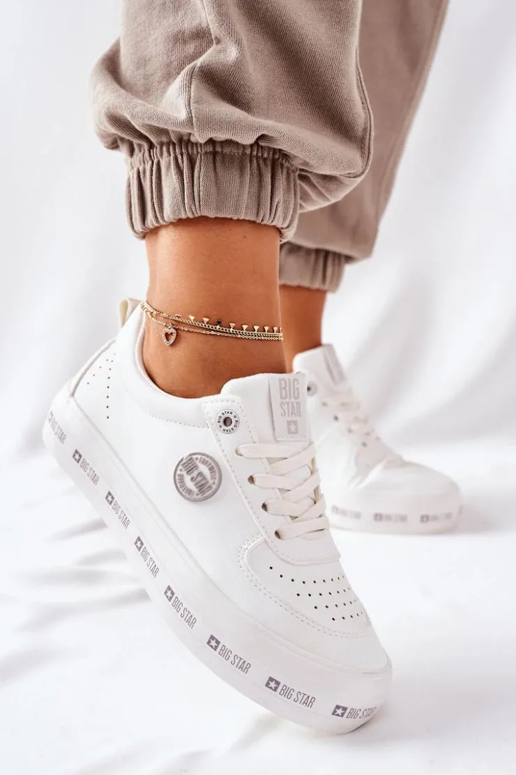 Discount Big Star Shoes Skórzane Tenisówki Na Platformie BIG STAR II274075 Białe