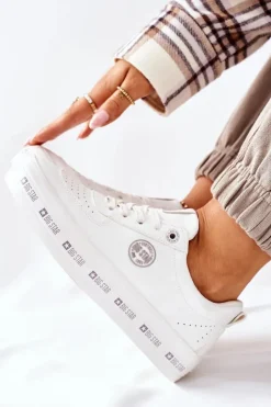 Discount Big Star Shoes Skórzane Tenisówki Na Platformie BIG STAR II274075 Białe