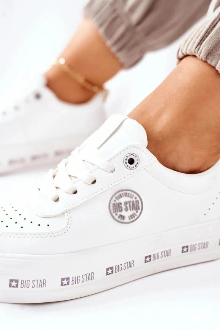 Discount Big Star Shoes Skórzane Tenisówki Na Platformie BIG STAR II274075 Białe