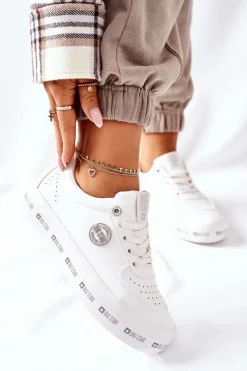 Discount Big Star Shoes Skórzane Tenisówki Na Platformie BIG STAR II274075 Białe