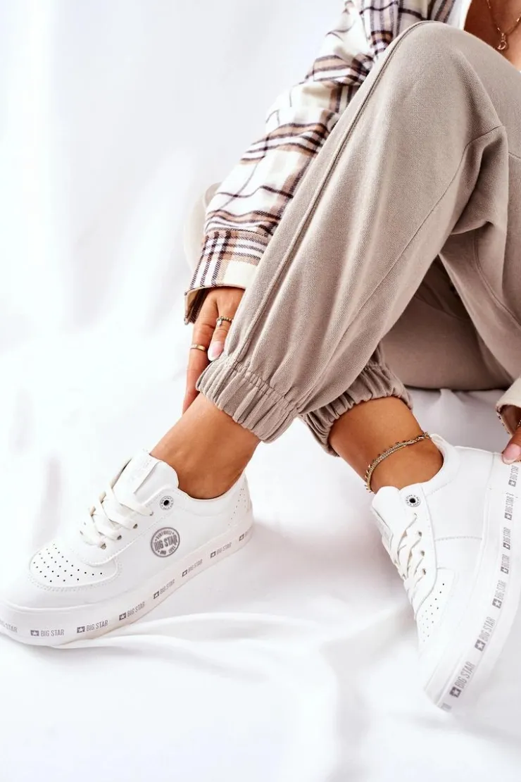 Discount Big Star Shoes Skórzane Tenisówki Na Platformie BIG STAR II274075 Białe