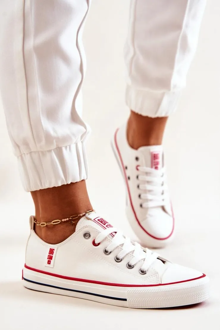 Big Star Shoes Trampki Damskie Big Star|Trampki Damskie Niskie*Skórzane Trampki BIG STAR JJ274130 Białe