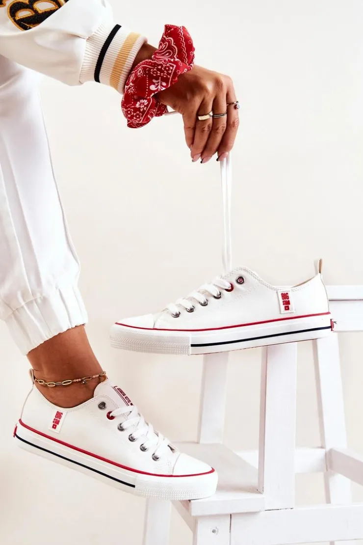 Big Star Shoes Trampki Damskie Big Star|Trampki Damskie Niskie*Skórzane Trampki BIG STAR JJ274130 Białe