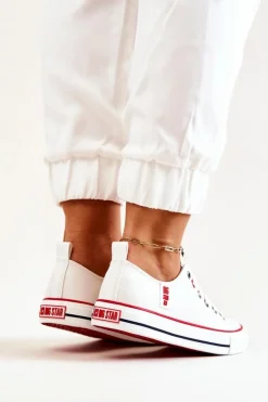 Big Star Shoes Trampki Damskie Big Star|Trampki Damskie Niskie*Skórzane Trampki BIG STAR JJ274130 Białe