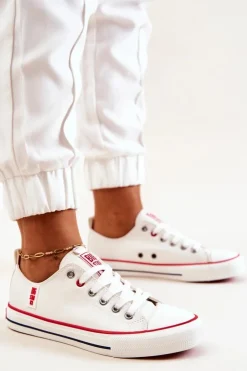 Big Star Shoes Trampki Damskie Big Star|Trampki Damskie Niskie*Skórzane Trampki BIG STAR JJ274130 Białe