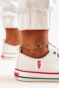 Big Star Shoes Trampki Damskie Big Star|Trampki Damskie Niskie*Skórzane Trampki BIG STAR JJ274130 Białe