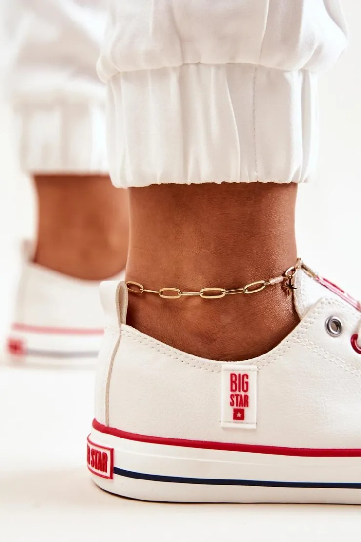 Big Star Shoes Trampki Damskie Big Star|Trampki Damskie Niskie*Skórzane Trampki BIG STAR JJ274130 Białe