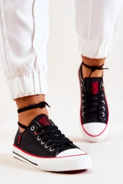 Damskie Big Star Shoes Skórzane Trampki BIG STAR JJ274129 Czarne