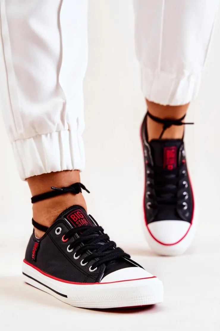 Damskie Big Star Shoes Skórzane Trampki BIG STAR JJ274129 Czarne