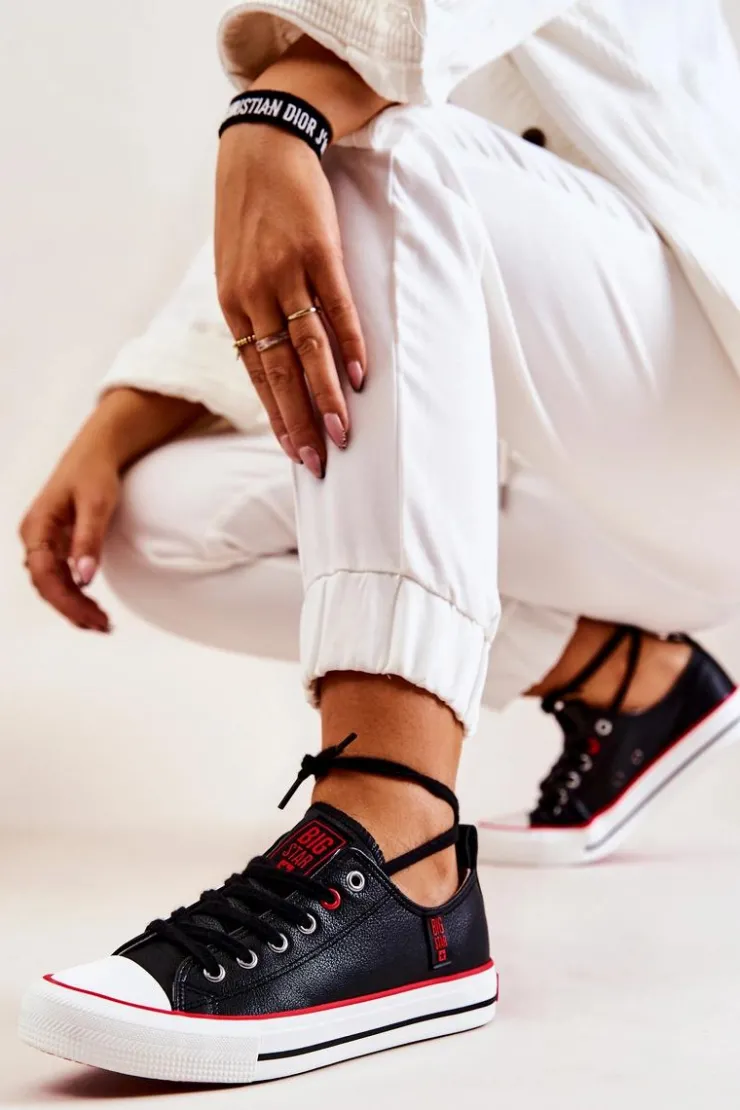 Damskie Big Star Shoes Skórzane Trampki BIG STAR JJ274129 Czarne