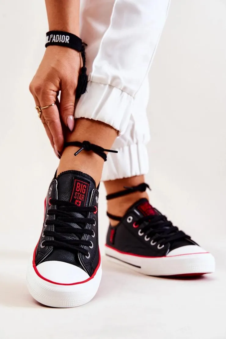 Damskie Big Star Shoes Skórzane Trampki BIG STAR JJ274129 Czarne