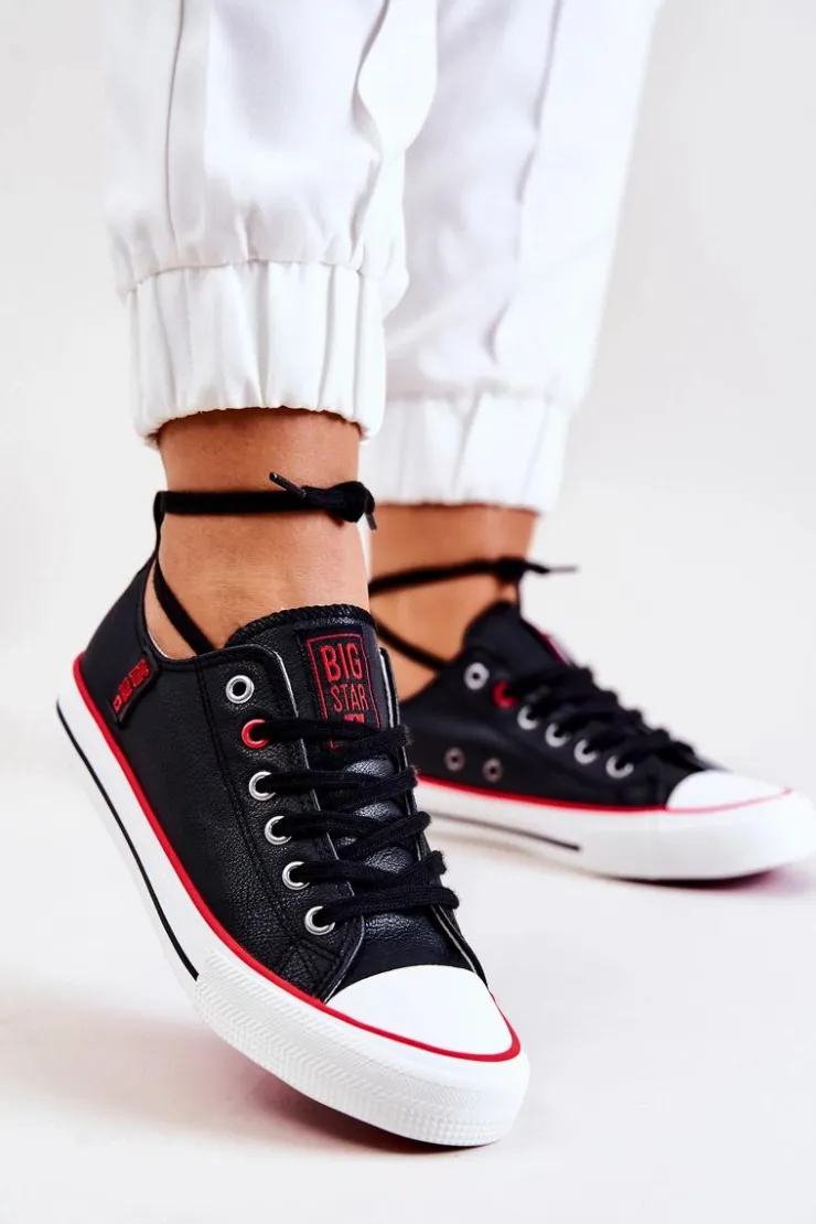 Damskie Big Star Shoes Skórzane Trampki BIG STAR JJ274129 Czarne