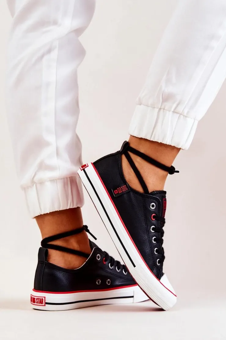 Damskie Big Star Shoes Skórzane Trampki BIG STAR JJ274129 Czarne