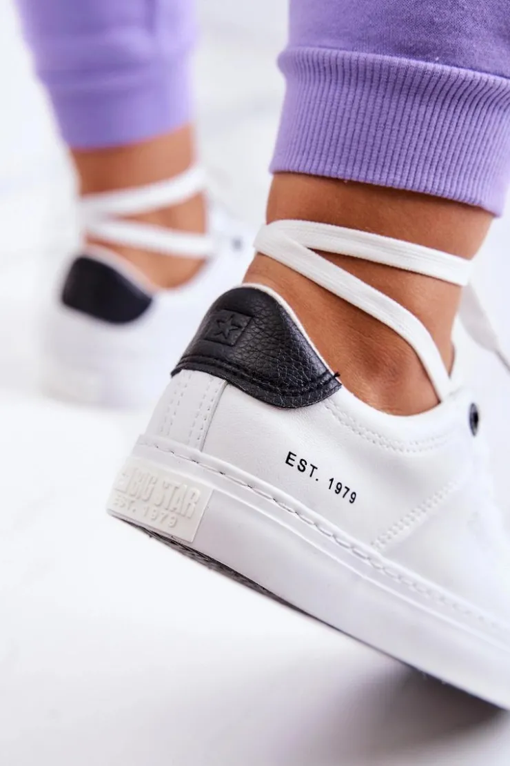 Big Star Shoes Trampki Damskie Big Star|Trampki Damskie Niskie*Skórzane Trampki Big Star JJ274211 Białe Biały