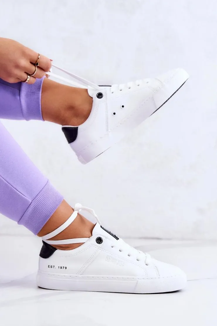 Big Star Shoes Trampki Damskie Big Star|Trampki Damskie Niskie*Skórzane Trampki Big Star JJ274211 Białe Biały