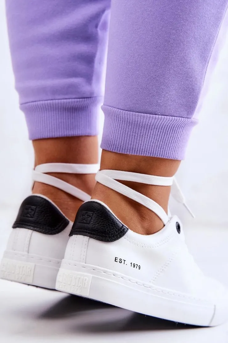 Big Star Shoes Trampki Damskie Big Star|Trampki Damskie Niskie*Skórzane Trampki Big Star JJ274211 Białe Biały