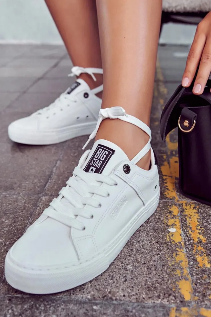 Big Star Shoes Trampki Damskie Big Star|Trampki Damskie Niskie*Skórzane Trampki Big Star JJ274211 Białe Biały