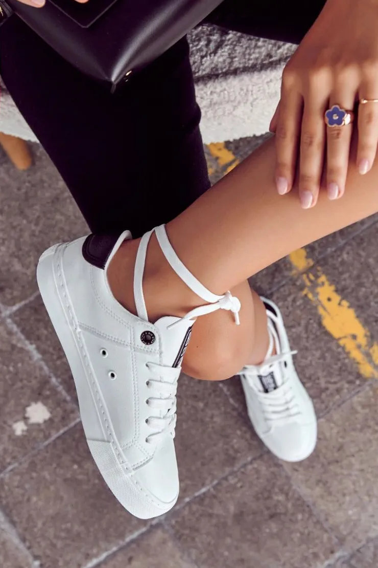 Big Star Shoes Trampki Damskie Big Star|Trampki Damskie Niskie*Skórzane Trampki Big Star JJ274211 Białe Biały