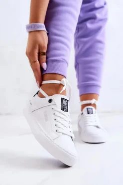 Big Star Shoes Trampki Damskie Big Star|Trampki Damskie Niskie*Skórzane Trampki Big Star JJ274211 Białe Biały