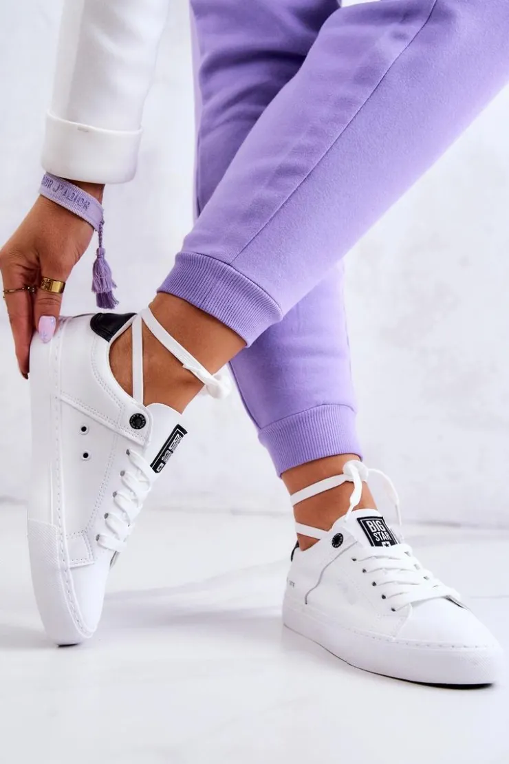 Big Star Shoes Trampki Damskie Big Star|Trampki Damskie Niskie*Skórzane Trampki Big Star JJ274211 Białe Biały