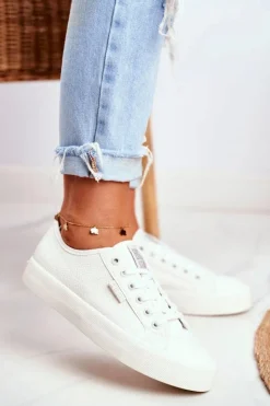 Damskie Big Star Shoes Skórzane Trampki Damskie Big Star Białe GG274098