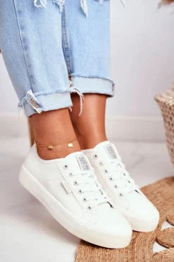 Damskie Big Star Shoes Skórzane Trampki Damskie Big Star Białe GG274098