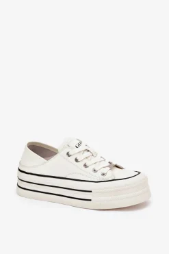 Damskie GOE Skórzane Trampki Damskie Na Platformie RR2N4106 Białe