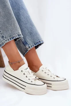 Damskie GOE Skórzane Trampki Damskie Na Platformie RR2N4106 Białe