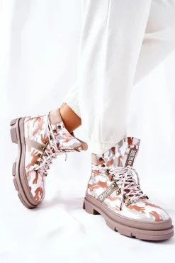 Big Star Shoes Damskie Trapery|Botki Skórzane*Skórzane Trapery Botki Big Star II274369 Moro Szare