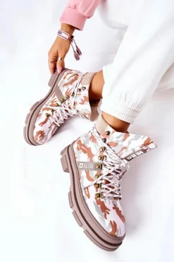 Big Star Shoes Damskie Trapery|Botki Skórzane*Skórzane Trapery Botki Big Star II274369 Moro Szare