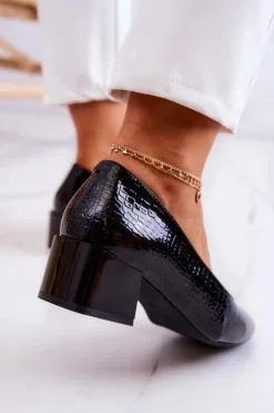 New Buty Sergio Leone Skórzane Wężowe Czółenka Czarne Mesquite