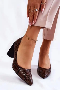 Damskie Boto Skórzane Wężowe Czółenka La.Fi 230027BR-XS Brązowe