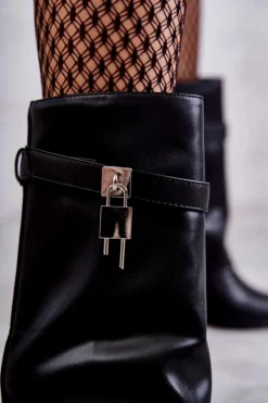 Boto Kozaki Wiosenne|Kozaki Przed Kolano*Skórzane Wsuwane Kozaki Na Szpilce Czarne Steffi