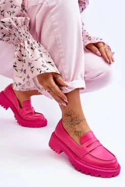 Hot Boto Skórzane Wsuwane Mokasyny Na Platformie Różowe Riverside