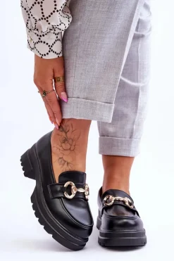 Damskie Boto Skórzane Wsuwane Mokasyny Damskie Czarne Albie