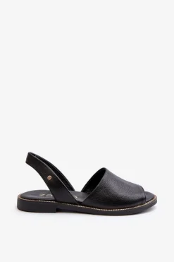 Zazoo Sandały Płaskie*Skórzane Wsuwane Sandały Czarne Lemar Alivia Czarny