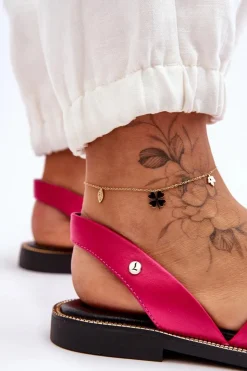 Damskie Zazoo Skórzane Wsuwane Sandały Fuksja Lemar Alivia