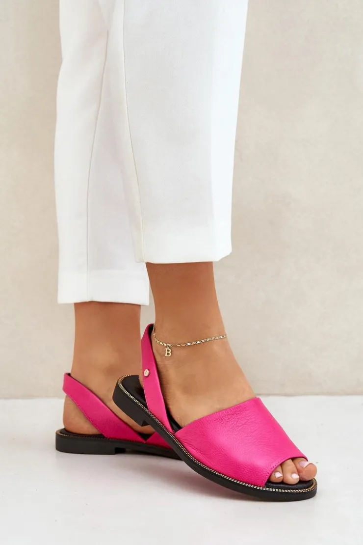 Outlet Zazoo Skórzane Wsuwane Sandały 40327 Fuksja Różowy