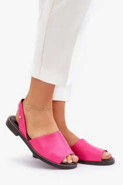 Outlet Zazoo Skórzane Wsuwane Sandały 40327 Fuksja Różowy